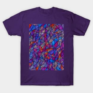 Stained Glass design pattern, seamless, violet, purple tone, geometrical, abstract design. T-Shirt